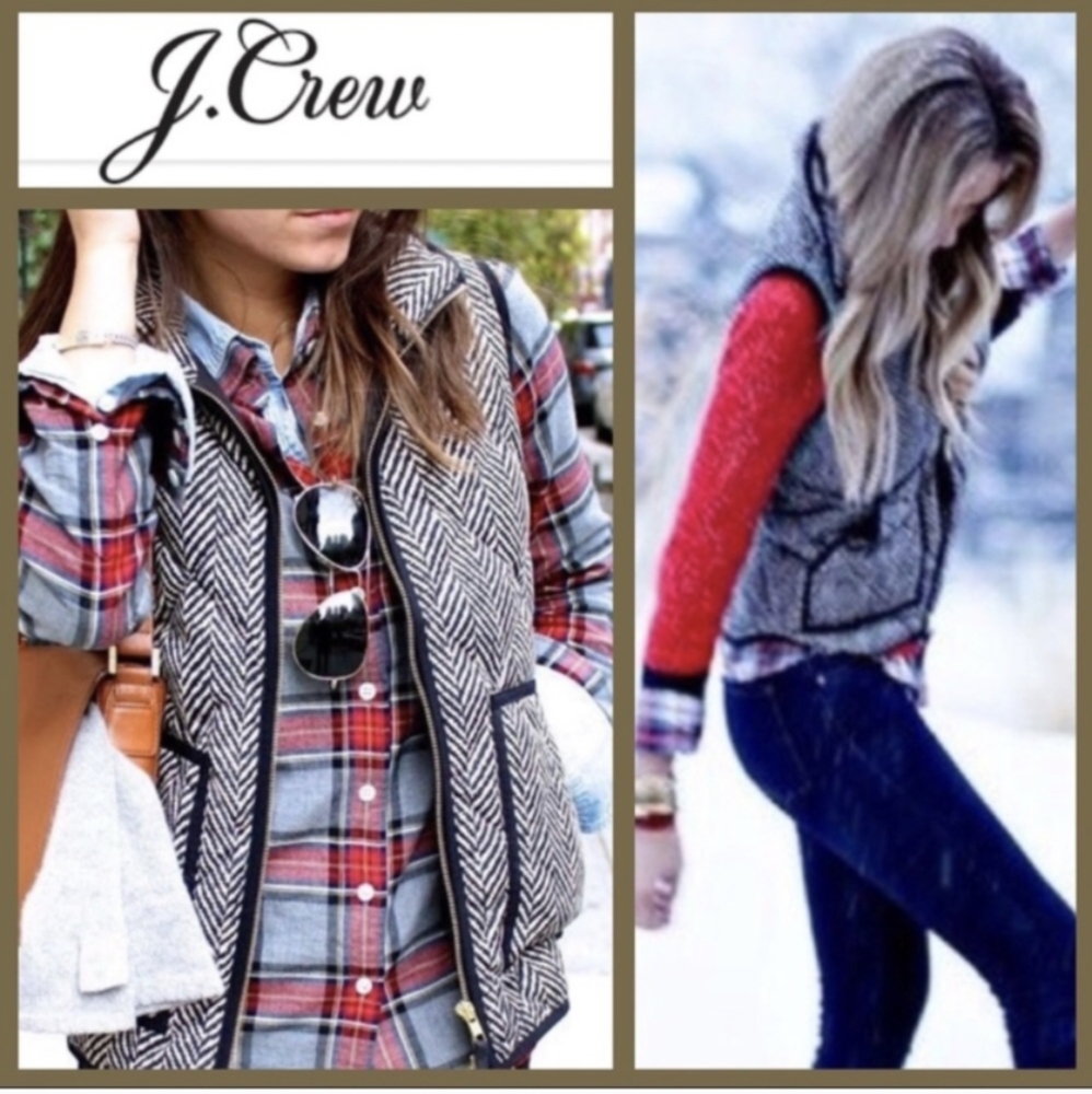 J CREW Herringbone Quilted Vest Size XXS